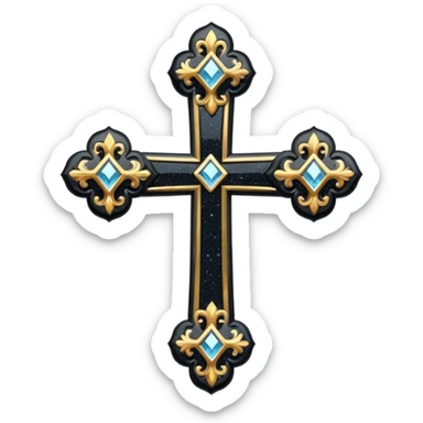 Glitter black cross sticker