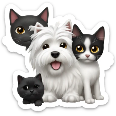 White westie with two black cats sticker