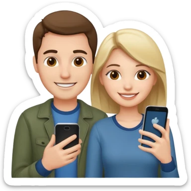 couple photo romantic inside one phone screen  sticker