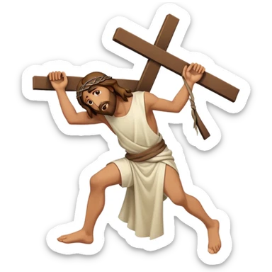 Jesus carrying the cross, fullbody, expressive sticker