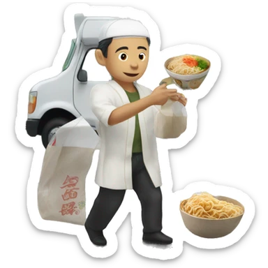 japanese man selling ramen in the food truk sticker