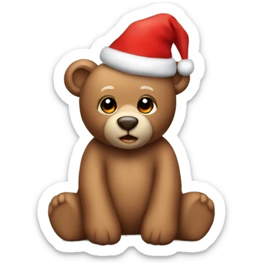 teddy bear wearing a christmas hat sticker