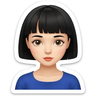 Gorgeous french girl short french haircut baby bangs black hair Amelie Beautiful Blushing Petite Girl with beautiful hair aesthetic sticker