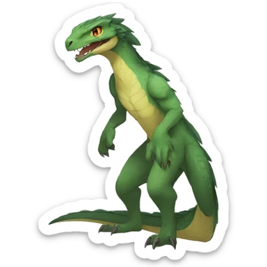 Anthro Sona Fakemon Reptilian Draco-Raptor Full Body sticker
