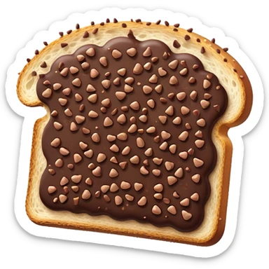 Hagelslag Cinematic Realistic Hagelslag Treat Emoji, depicted as crunchy chocolate sprinkles scattered on a slice of buttered bread, rendered with vivid textures and playful, inviting lighting. sticker