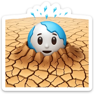 3D render of Drought Crack, miniature weather phenomenon, volumetric particle effects, parched brown earth ground texture, emoji style, isolated on white background --v 6.0. sticker