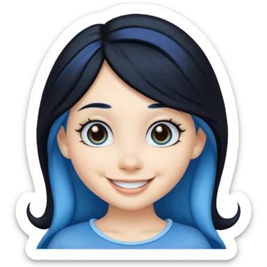 Smurffete with black hair and blue skin emoji sticker