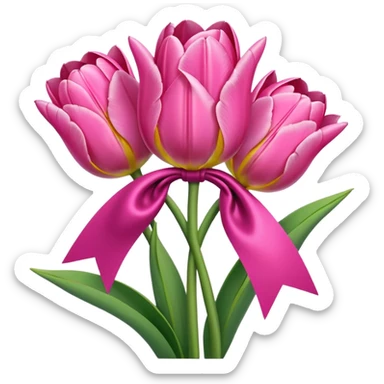 Pink tulips with a bow sticker