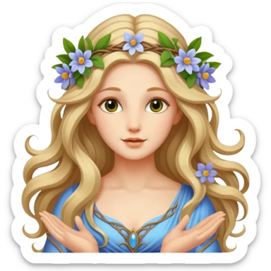 A beautiful goddess Eostre with flowing hair and spring flowers sticker