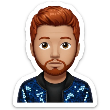 Abe Cunningham from Deftones with auburn hair, light skin, black sequin outfit sticker