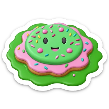 cookie in color pink and green water sticker