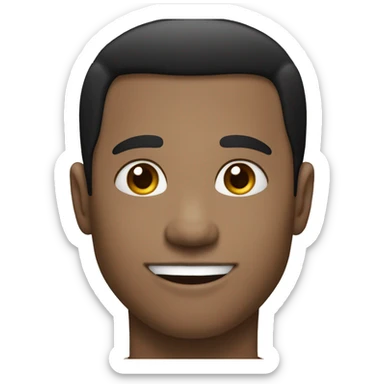 Black hair man, white skin , small nose, small eyes, smiling, portrait sticker