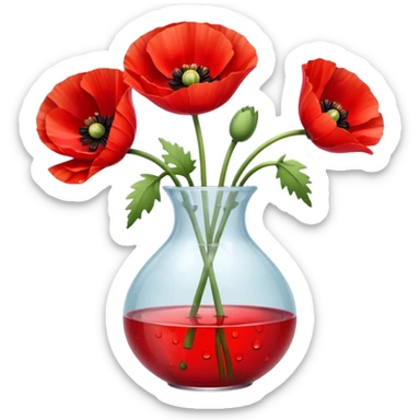 poppy flowers in a clear vase sticker
