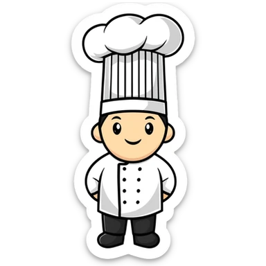 A traditional white chef's hat, tall and puffed, symbolizing culinary expertise sticker