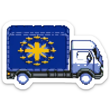 cargo truck with European Union flag on the side sticker