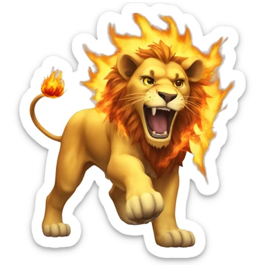 Lion on fire inspired by escanor from seven deadly sins sticker