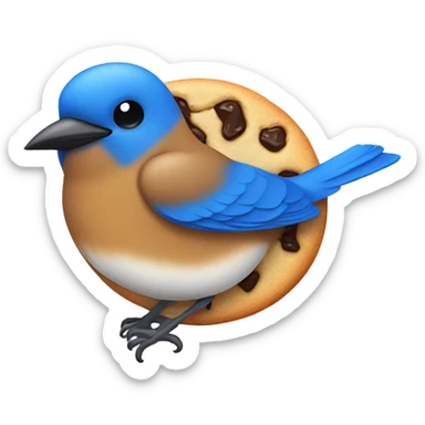Bluebird eating a cookie sticker
