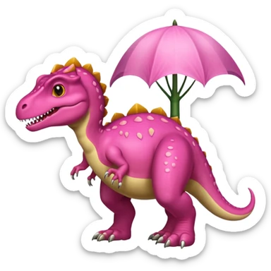 Crea un emoji de un dinosaurio de color rosa, que sea como este 🦖, que sea un tiranosuarus rex sticker
