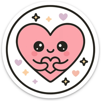little alchemy style icon
subject: love
border: medium-black
shape: round, circular
background: white
style: full color fill with medium black outlining sticker