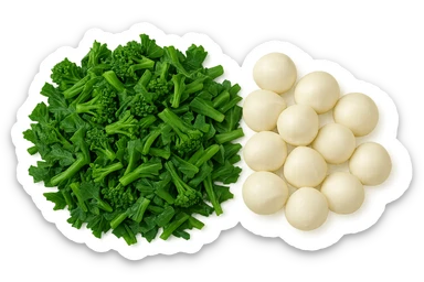broccoletti sminuzzati accanto a mozzarelle sticker