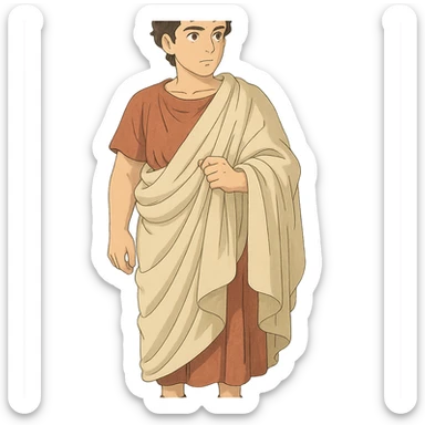 ghibli style illustration of Tiberius Gracchus wearing a Roman toga sticker