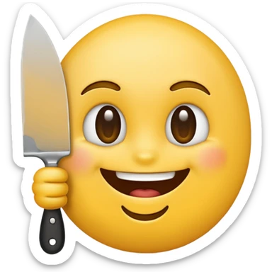 Smile emoji holding knife sticker