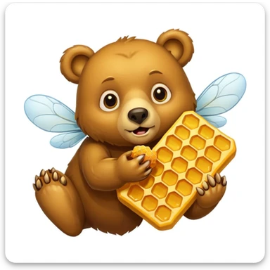 bear eating honeycomb with bees flying around sticker