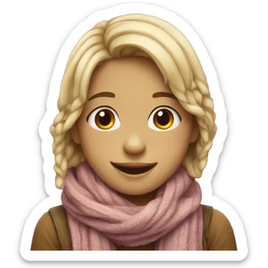 girl in a scarf smiles she has braces sticker