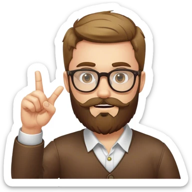 bearded boy with glasses pointing his fingers sticker