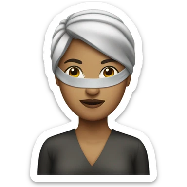 Short haired woman with blindfold sticker