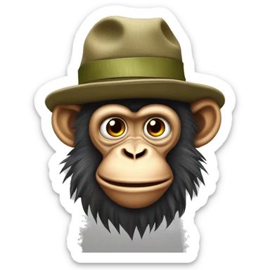 insame crazy monkey with silly hat in war sticker