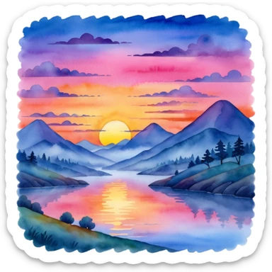watercolor misty sunset sticker
