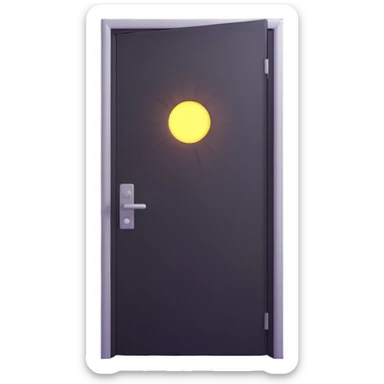 door slightly open with very bright light shining through sticker