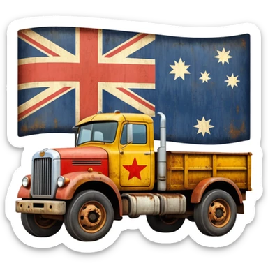 Old Mack truck with Australian flag decal sticker