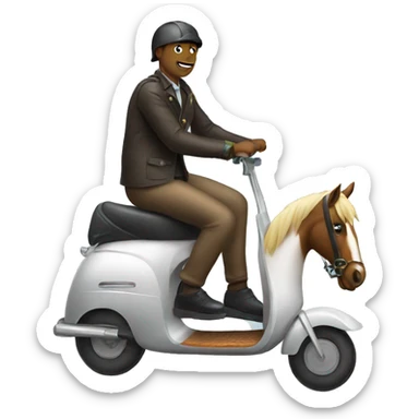 Horse riding with a scooter  sticker
