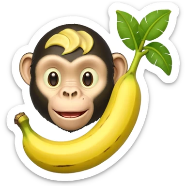 banana with a green chimpanzee head coming out of it. sticker