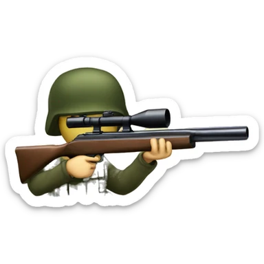 shotgun with scope held by a private on the army sticker