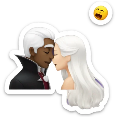 Vampire kissing girl with white hair sticker