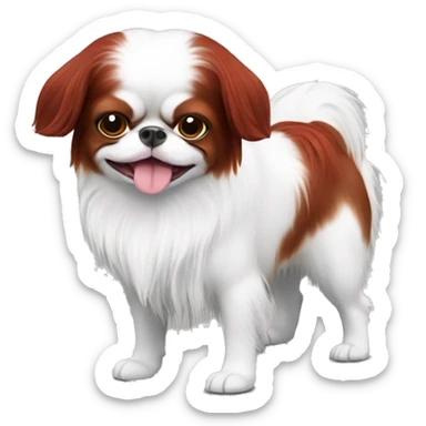 happy cute white and red japanese chin sticker