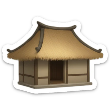 a Chinese-style hut with a thatched roof sticker
