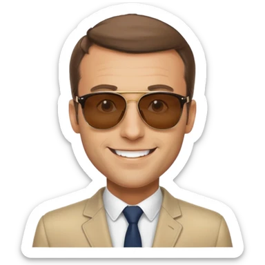 Emanuel macron avec des lunettes de soleil  sticker