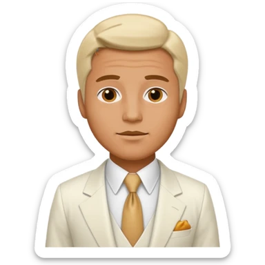 victoria man in 1980's, white suit sticker