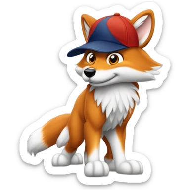 Jeune Furry renard / mignon / allongé sur le dos les qu’âtres pattes en l’aire / musclé / casquette yankees  sticker