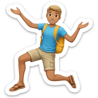 smiling guy in summer clothing  falling sticker