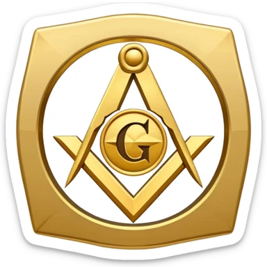 Masonic Square and Compass with a G in the center, simple Apple emoji style sticker