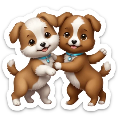 Two dancing puppies sticker