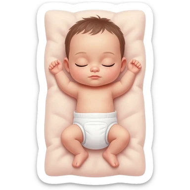 sleeping baby on its back in diaper sticker
