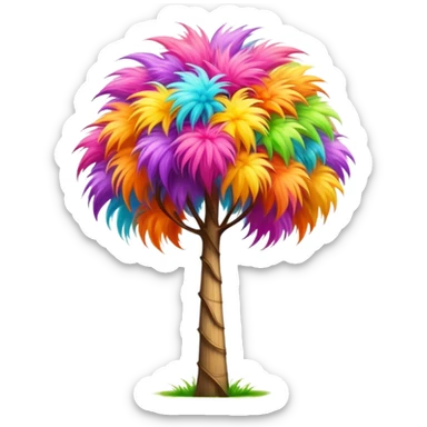 colorful fluffy Truffula tree from The Lorax with bright tuft on top and tall thin trunk sticker