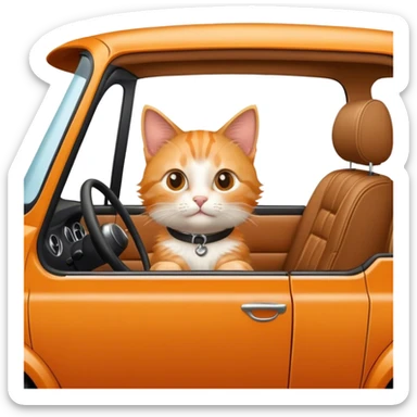 A cat driving a car sticker