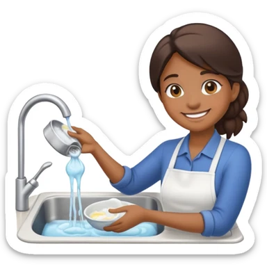 Make an emoji of Amanda hansimikali doing the dishes sticker
